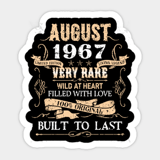 55 Years Old 55th Birthday Decoration Vintage August 1967 Sticker